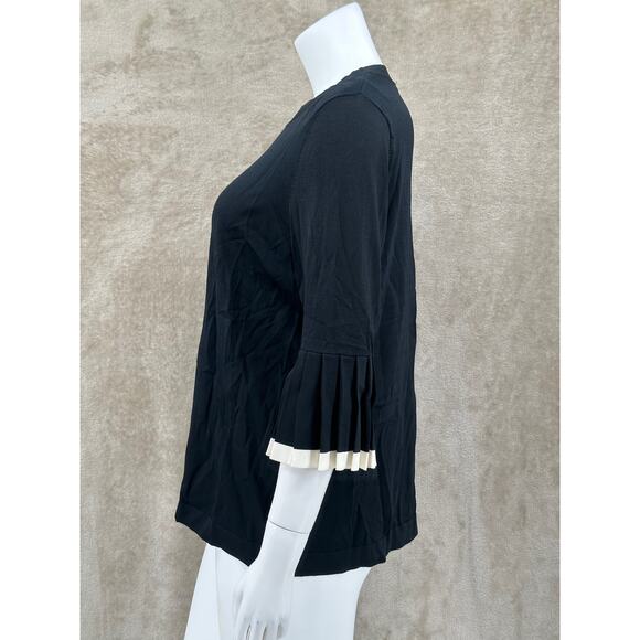 COS Top Womens EU Large Black Knit Pleated Bell Sleeves Minimalist Office Preppy - Picture 4 of 10
